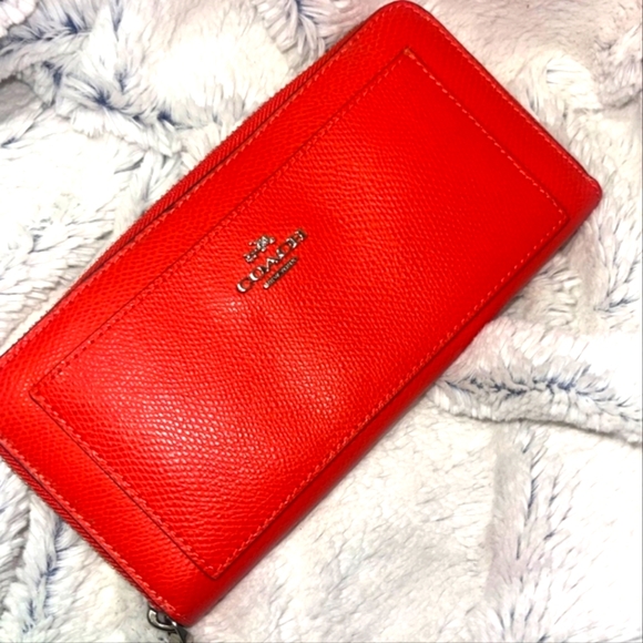 Coach Handbags - Coach Tangerine Leather Monogram Zippy Long Wallet EUC